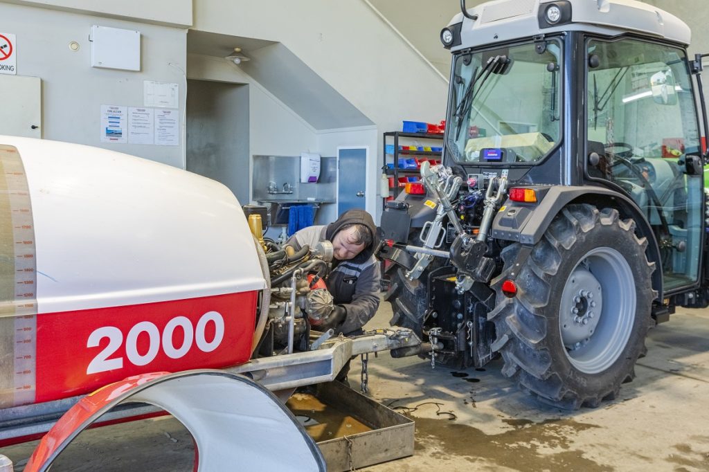 Croplands Spray Shop- Cropliner 2000 being worked on in workshop