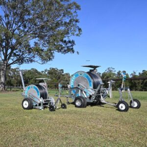Quik Pro Travelling Irrigator set ups on grass