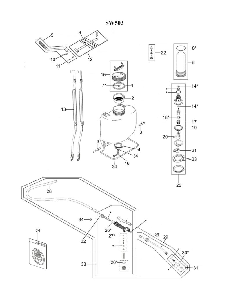 Spare Parts diagram for SW503 (2025)