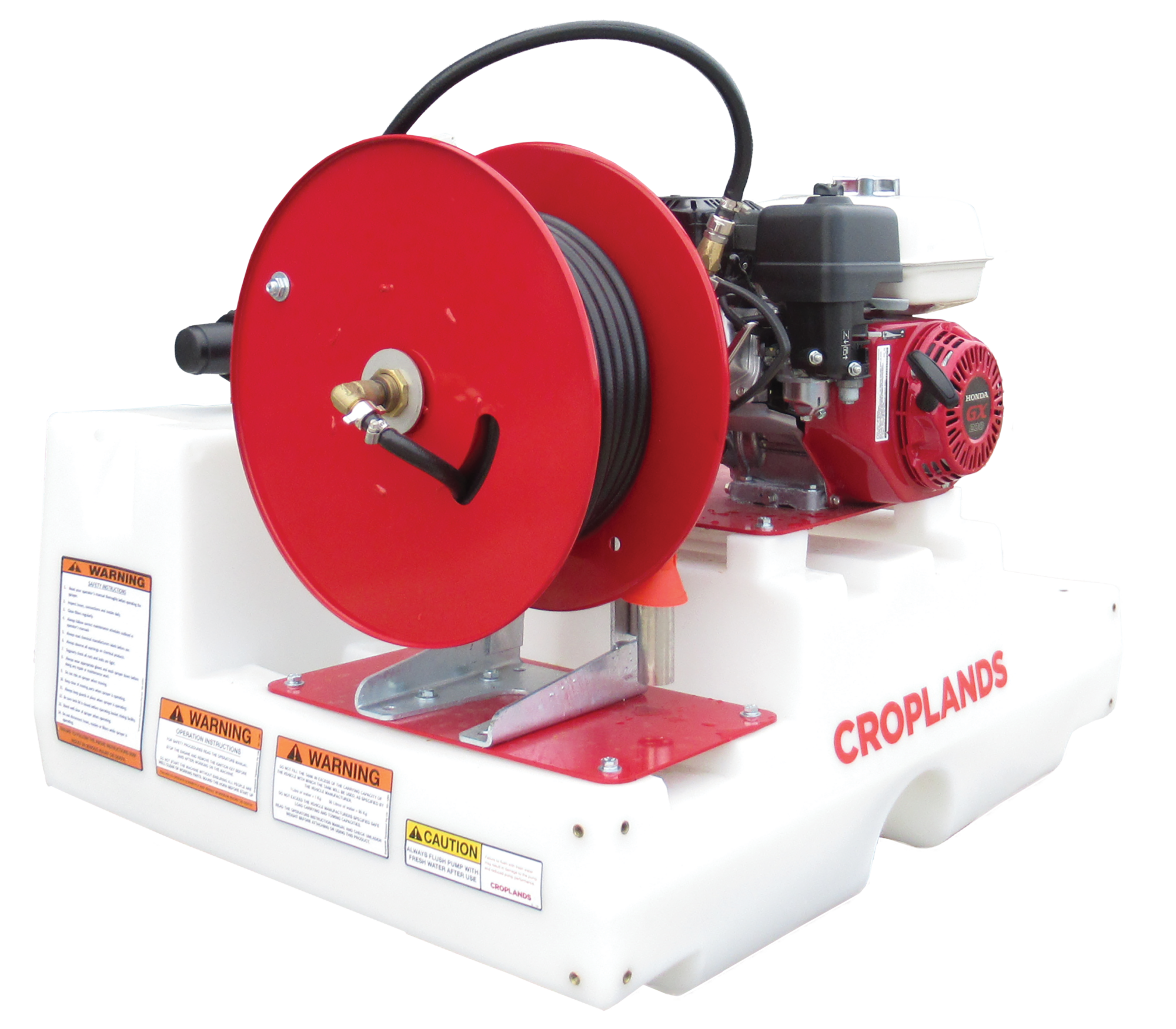 Croplands 200l Compact TrayPak model with freestanding tank and manual hose reel