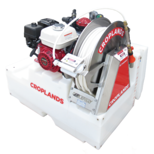 Croplands 300l Compact TrayPak model with freestanding tank and Retraspray hose reel.