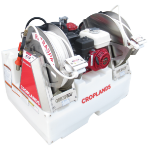 Croplands 300l Compact TrayPak model with freestanding tank and twin Retraspray hose reels