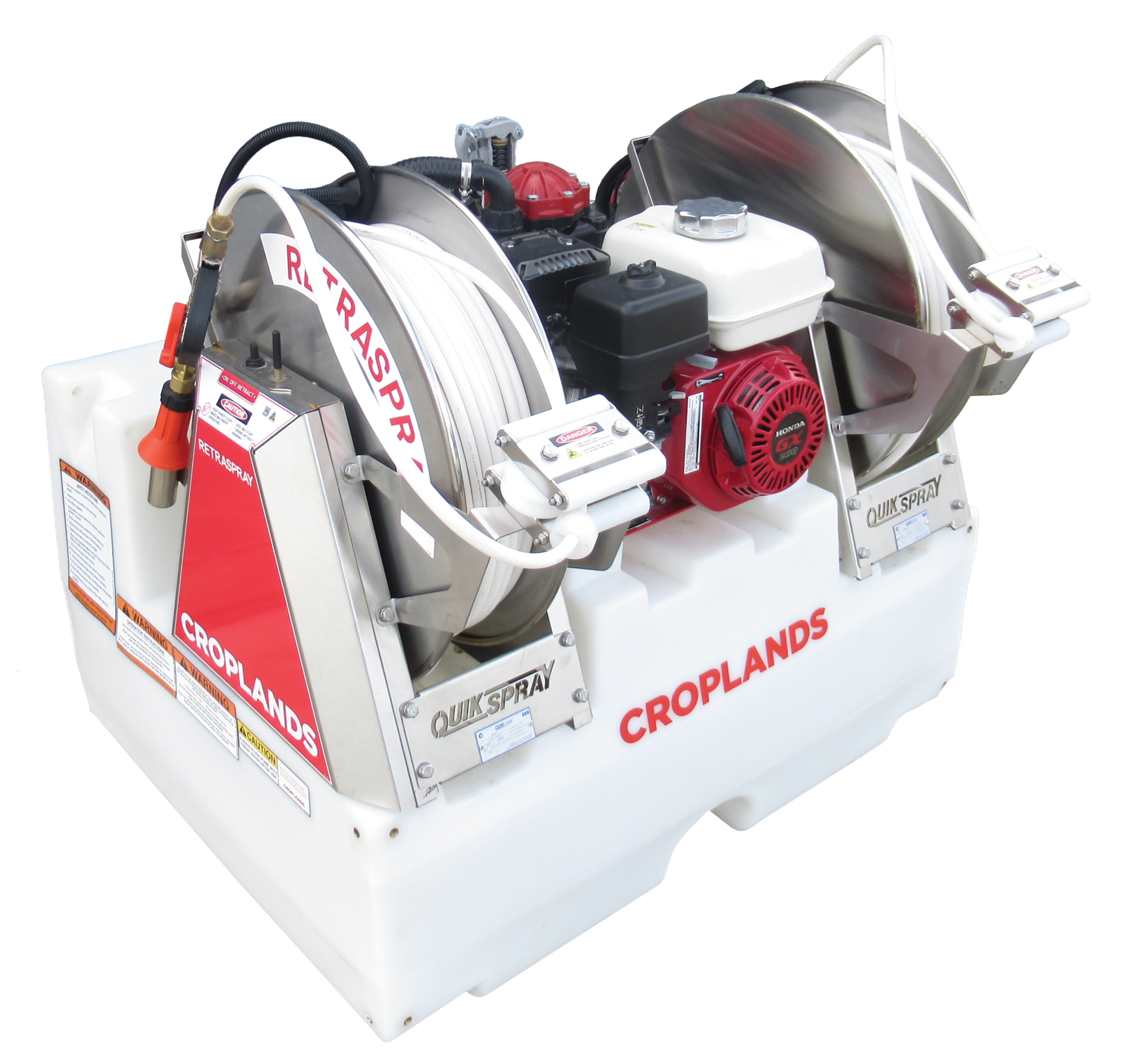 Croplands 300l Compact TrayPak model with freestanding tank and twin Retraspray hose reels